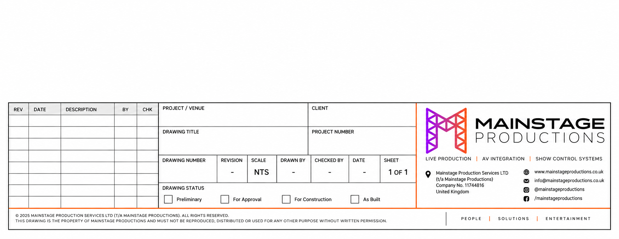 Mainstage Technical Drawing Title Block