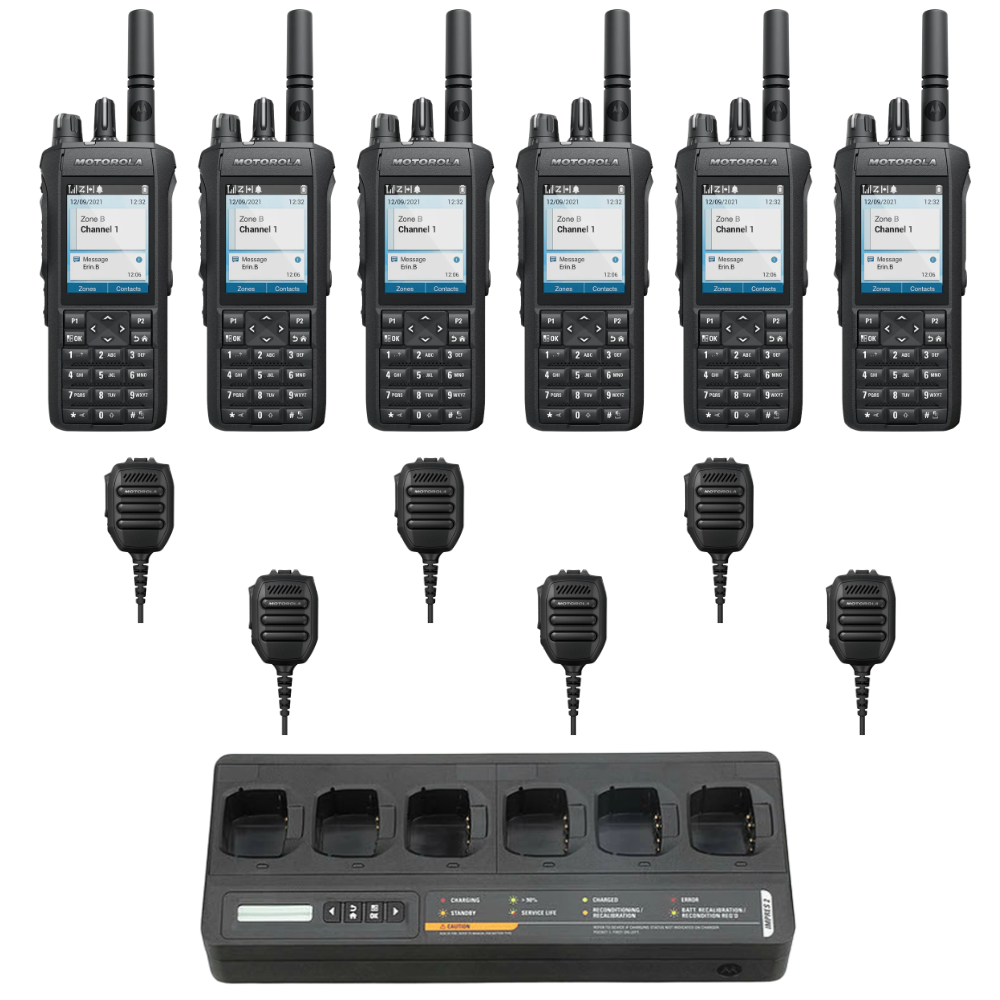 Six radios with charging station included.